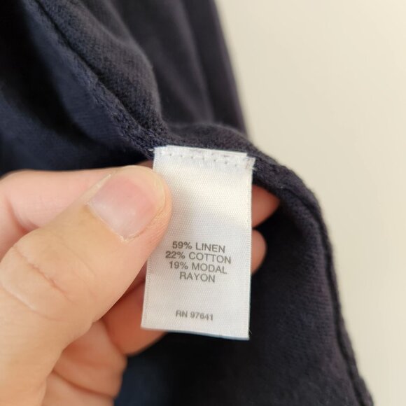 J. Jill Linen Blend Navy Blue Lightweight Open Front Cardigan Sweater Women's L - Picture 5 of 6